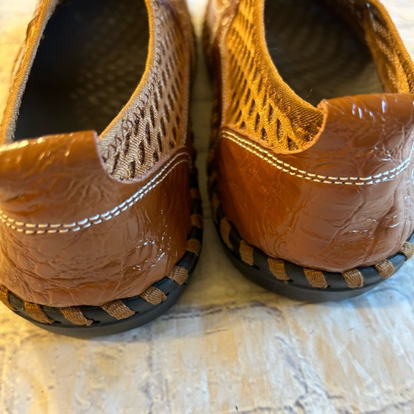 TASOGEN LEATHER BREATHABLE MESH WALKING HONEYCOMB MENS CARMEL LOAFERS - Picture 3 of 9